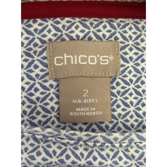 Chico's Blue Rayon Stretch Top Tee Shirt Womens 2 (12-14 L) - Picture 5 of 6